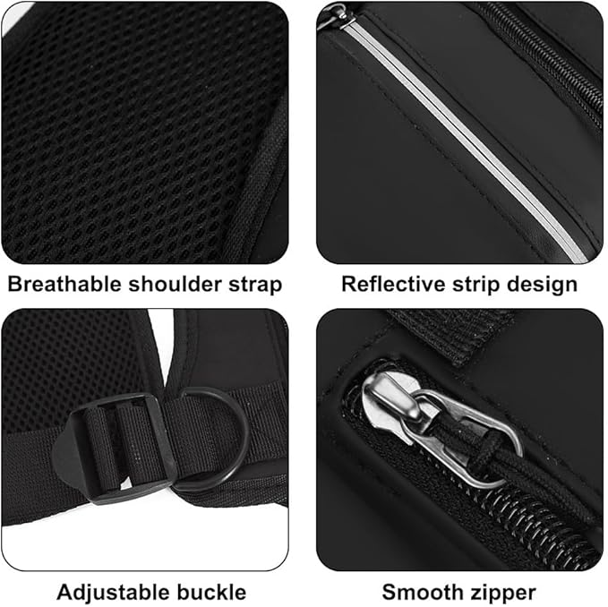 Tactical Chest Bag Running Vest Backpack with Reflective Zipper Tape Waterproof Sports Chest Pack for Hiking Cycling Hunting Fishing Travelling
