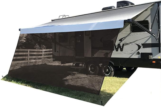 Tentproinc RV Awning Sun Shade Screen 9' X 14' 3'' (Fit for 15' Awning)- Mesh Sunshade for RV Awning Sunscreen Motorhome Camping Trailer Awning Screenshade Block UV Glare - 3 Year Warranty (Brown)