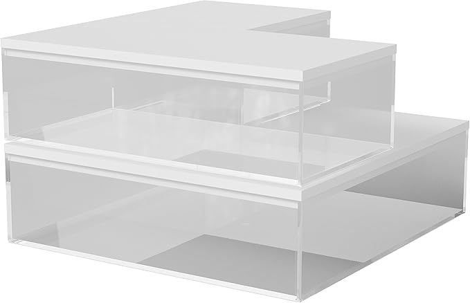 Martha Stewart Brody Plastic Storage Organizer Bins with Engineered Wood Lids for Home Office-Kitchen or-Bathroom 3 Pack 1-Small/1-Medium/1-Large Clear/White