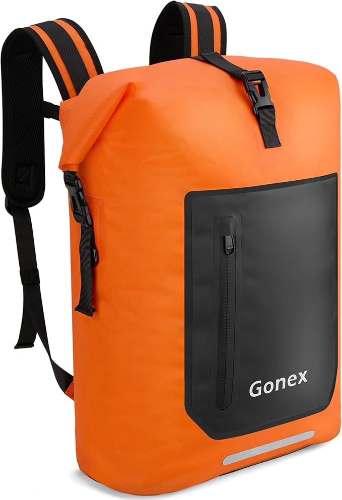 Gonex Ultralight Waterproof TPU Backpack 55L Roll Top Dry Bag with Comfortable Padded Back Panel for Kayaking Boating Camping Fishing TravelOrange