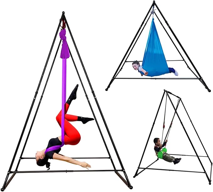 KT Dedicated Stand Frame For Aerial Yoga And Therapy Sensory Hammock Model KT1.1520YG. Foldable Portable Height Adjustable Stable and Durable Upgraded Yoga Swing Stand Frame