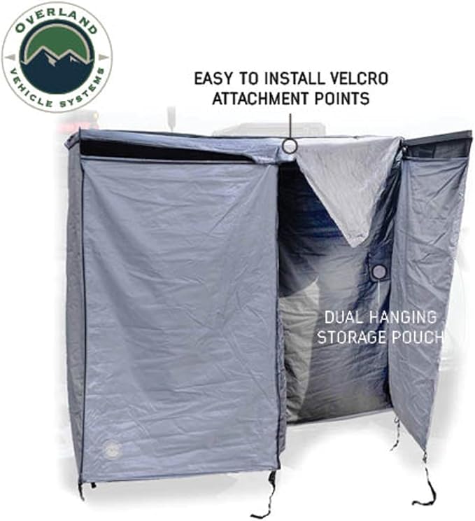 Overland Vehicle Systems HD Nomadic Shower &amp Privacy Room with Roof - Double Person Quick Deploying - 420D Oxford Rip Stop Fabric - for Car Truck SUV and Trailer - Universal Fitment