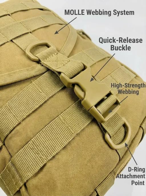 SMONT Coyote Brown Tactical Sling Bag - MOLLE Compatible Daypack Small Durable Backpack for Hiking Commute Work/EDC - Assault Range Bag Crossbody Chest Pack Single Shoulder Pack in Coyote