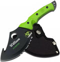 Wilcor Hunting Axe Black Serrated Blade Neon Green Wood Handle
