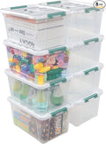 14 Quart Latching Container Box with Handle 8 Pack Plastic Lidded Storage Bin