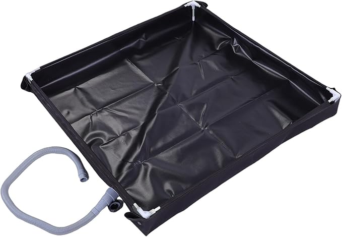 Fabater Portable Shower Pan PVC Material Foldable Shower Base Camping Tray with Detachable Drain Pipe for Camping RV Beach Outdoor Showering (Black)