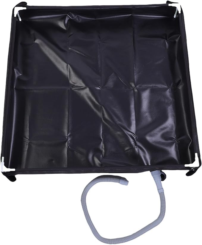 Fabater Portable Shower Pan PVC Material Foldable Shower Base Camping Tray with Detachable Drain Pipe for Camping RV Beach Outdoor Showering (Black)