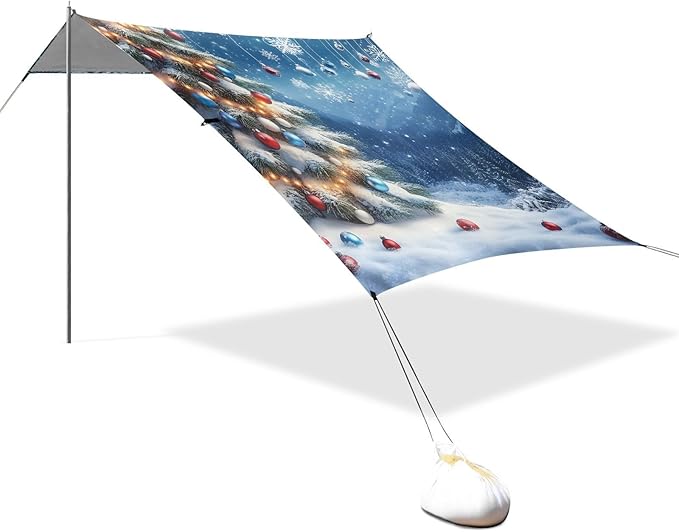 ALAZA Christmas Tree Christmas Ball Beach Tent Sun Shelter Portable Canopy Sunshade for Outdoor Camping Picnics Backyard Fun 10x9 ft
