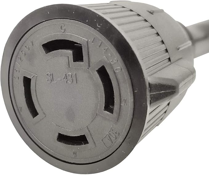 Parkworld 885446 NEMA TT-30P to L14-30R 30 Amp Generator Adapter Cord Transfer Switch Adapter RV 30A TT-30 Male Plug with Handle to Generator 30A 4-Prong L14-30 Female Receptacle