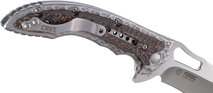 CRKT Fossil Folding Pocket Knife: Compact Stainless Steel Plain Edge EDC Folder with Frame Lock Everyday Carry Knife Satin Blade Finish 5460 Brown