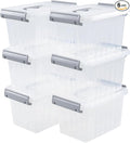 3 L Small Clear Storage Latch Box 6 Pack Plastic Stackable Organizer Containers with Lids