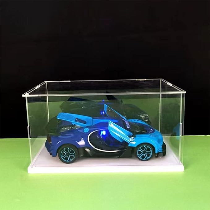 Openable Clear Acrylic Display Case-Assemble Countertop Box with White Base for Display-Clear Display BoxDustproof Protection Showcase for Figures Toys Collectibles (14x8x12inch/35x20x30cm)