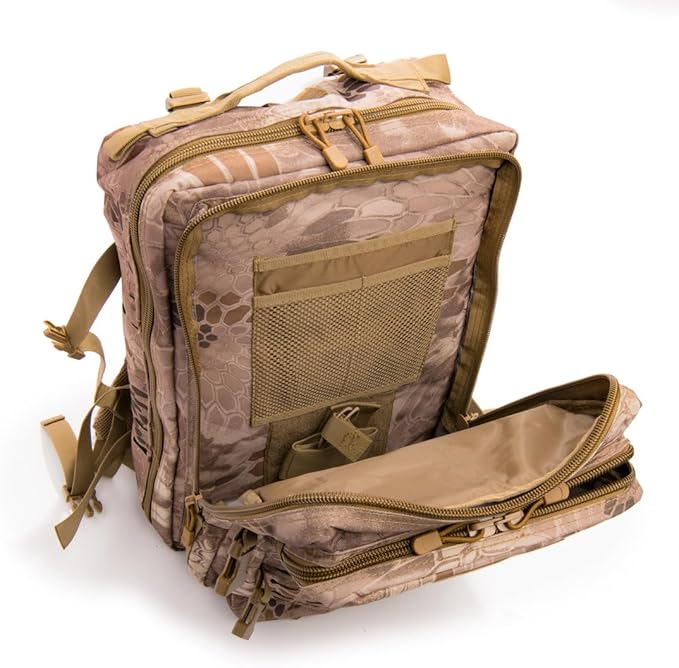 Large Laser-cut MOLLE Backpack with Pistol Retention System Desert Python Modular and Lightweight Design for EDC Range or Tactical Use