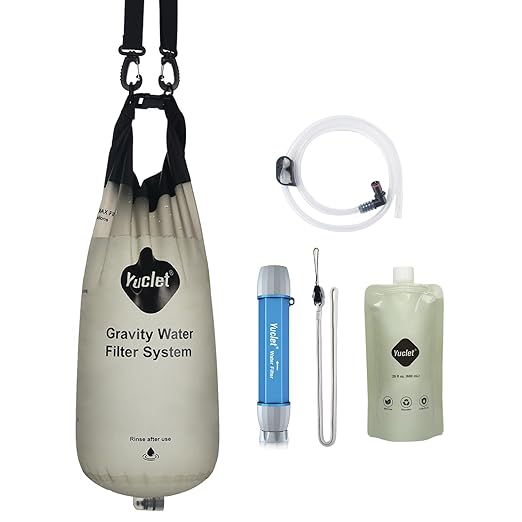 Yuclet Gravity Water Filter System w/ 2-Gal Bag &amp 0.1-Micron Water Filter Straw Gravity-Fed Water Filtration System Water Purifier Survival for Camping Backpacking Hiking &amp Emergency Prepar