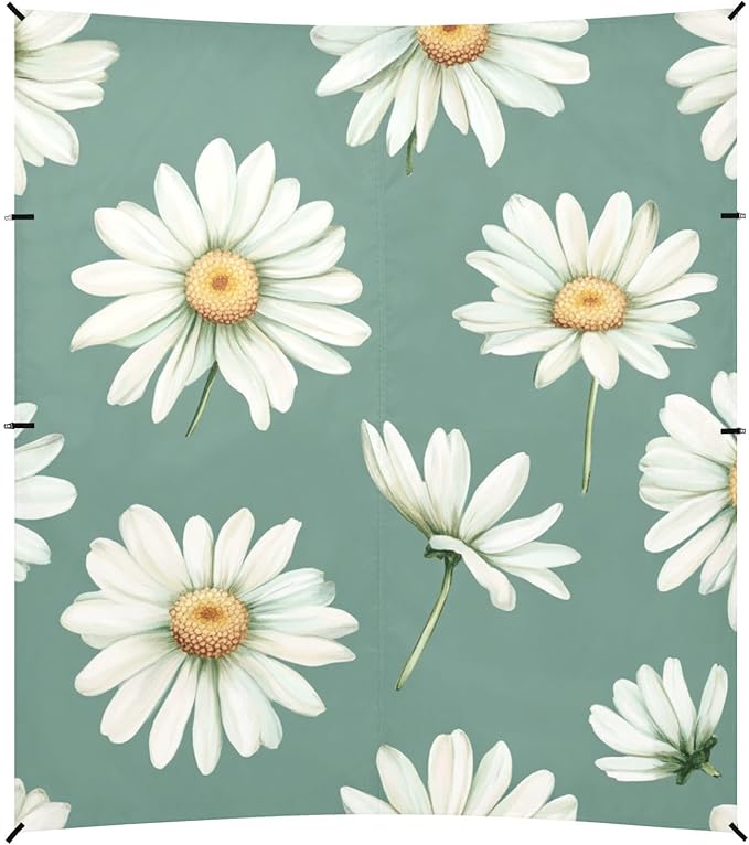 ALAZA Daisy Flowers Vintage Green Beach Tent Sun Shelter Portable Canopy Sunshade for Outdoor Camping Picnics Backyard Fun 10x9 ft