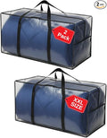 68.5 GAL 2 Pack XXL Jumbo Extra Large Heavy Duty Stronger Handles Storage Bags Moving Totes Zippered Reusable Wrap Around Handle Storage Totes (Translucent/Semi-Transparent)
