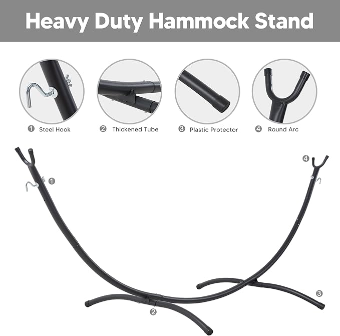 SUNCREAT Hammocks Standing Patio Hammock Portable Hammock with Stand Foldable Dark Gray