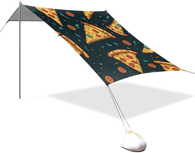ALAZA Pizza Food Beach Tent Sun Shelter Portable Canopy Sunshade for Outdoor Camping Picnics Backyard Fun 10x9 ft