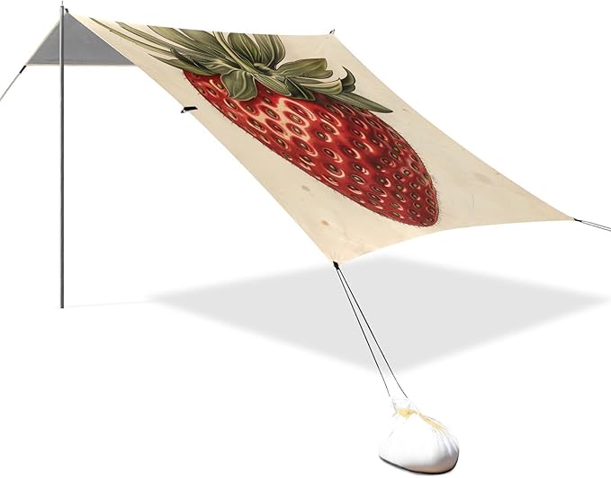 ALAZA Retro Style Strawberry Beach Tent Sun Shelter Portable Canopy Sunshade for Outdoor Camping Picnics Backyard Fun 10x9 ft