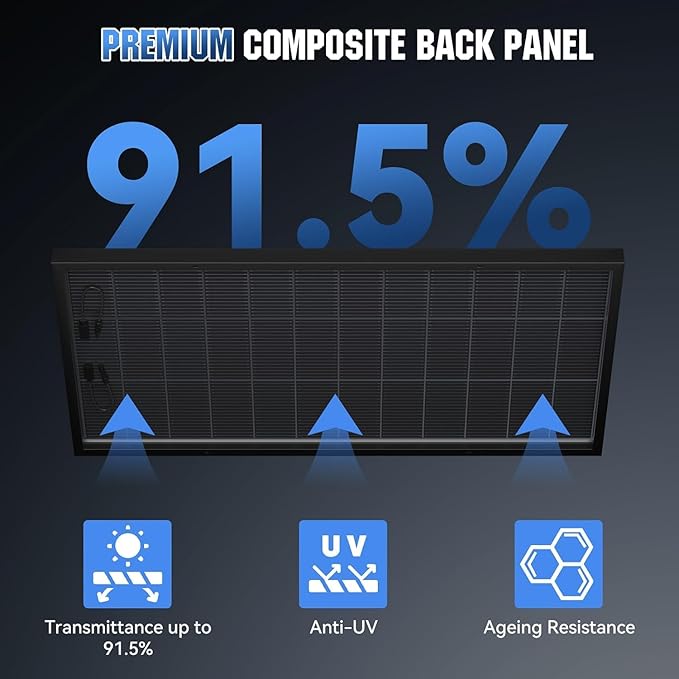 Bifacial 300W Solar Panel 25% High Efficiency with N-Type 18BB Cells Capture 30% More Energy from Front &amp Back Weatherproof for RV Off-Grid Home Farm Marine &amp Harsh Environments (300W-3PACK