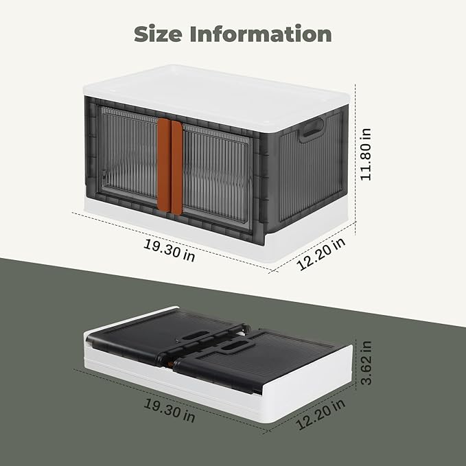 Dollate 8.4 Gal Collapsible Storage Bins with Lid 3 Pcs Free Installation Foldable Closet Organizers and Storage Bins for Organizing Household Goods