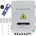 Solar Combiner Box HXH PV Combiner Box 6 String with a 550V 2P 63A DC Circuit Breakers &amp Lightning Arreste for Solar Panels IP 65 Waterproof