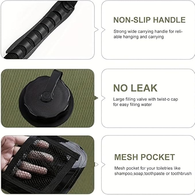 Generic Solar Heated Camping Shower Bag - Portable Bath Bag with Removable Hose and Switchable Shower Head for Outdoor Travel Climbing Hiking Beach and Swimming