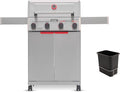 Monument Grills 4 Burner Stainless Steel Propane Gas Grill Mesa 2 500°F in 5 Mins 525 sq.in 37000 BTU Broil Zone Foldable Side Shelves Knob Control Built in Thermometer with Trash Can &amp R