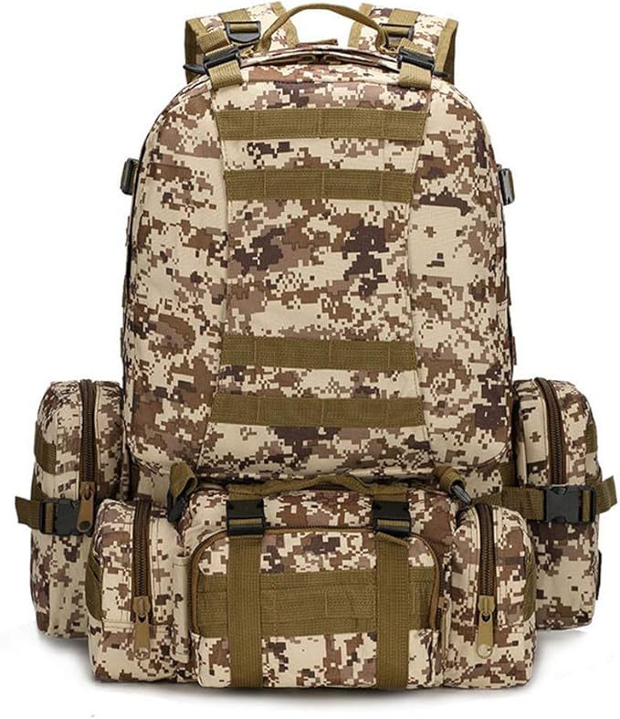 Outdoor Sports Pack Hiking Bag Tactical Rucksack Camo Knapsack Combat Camouflage Molle 55L Tactical Backpack - Typhoon