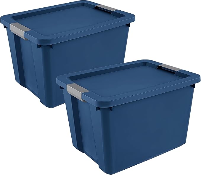 （2 Pack） 20 Gallon Large Storage Bins with Lids Heavy Duty Stackable Plastic Storage Containers Durable Totes for Garage Basement Office Organization