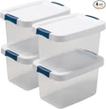 CENTREX CX Cleared Away 19-Quart Medium-Strength Clear Storage Container &amp Latching Lid 4 Pack (10.2”H x 17.1”W x 11.7”D) Stackable Transparent Storage and Organization Tote Plastic Bin