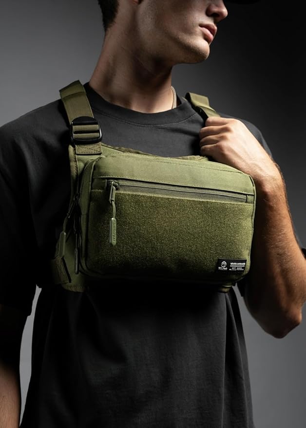 WOLFpak Utility Chest Pack w/CCW Holster |Tactical Waterproof 900D EDC Front Mount Vest Bag Adjustable Concealed Carry Chest Rig for Men &amp Women (OD Green)