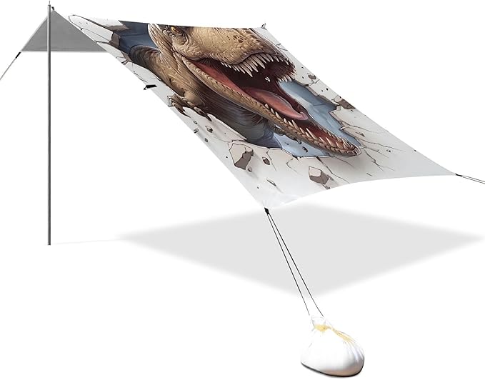 ALAZA Dinosaur Break Through Wall Beach Tent Sun Shelter Portable Canopy Sunshade for Outdoor Camping Picnics Backyard Fun 10x9 ft