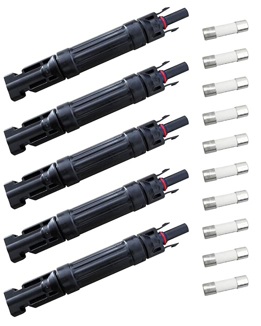 15A Solar Fuse Holder Inline 5PCS Waterproof Solar Fuse Connector for Solar Panel and Solar Controller Solar Surge Protection Device with Male and Female Connector