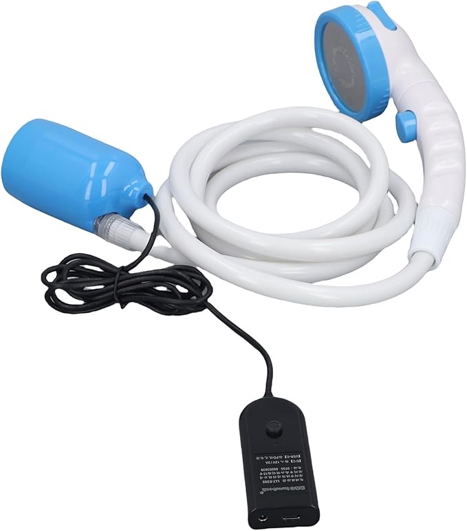 Portable Outdoor Shower IPX7 Rated Multiple Spray Modes USB C Electric Shower Pump with 70.9in Water Pipe for Camping
