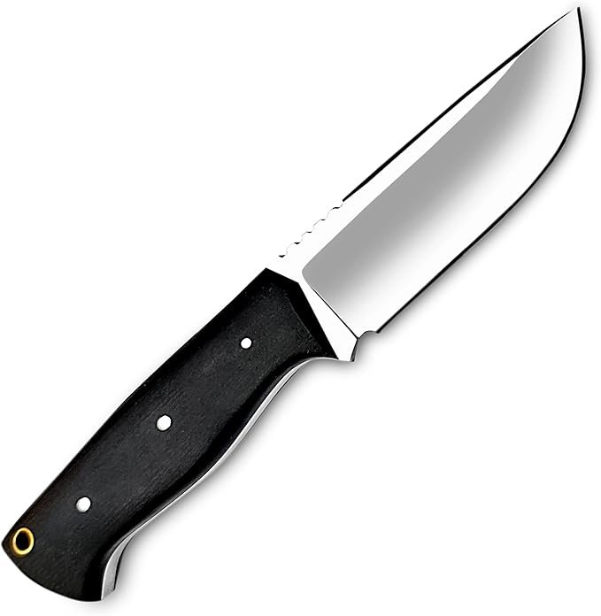 Handmade EDC Skinning Knife Fixed Blade Hand Forged Full Tang with Leather Sheath for Hunting Camping Hiking Fishing Bushcraft (10 inch Black Micarta)