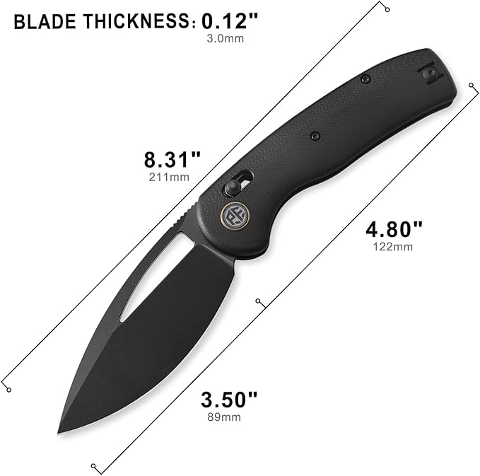 Petrified fish PFP13 Viper Folding Knife3.5 K110 Steel Black Stonewashed Blade G10 Handle Pocket Knife for Camping EDC Outdoor (Black Black Stonewashed)
