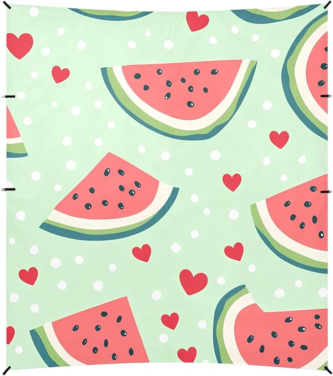 ALAZA Watermelon and Heart Pattern Beach Tent Sun Shelter Portable Canopy Sunshade for Outdoor Camping Picnics Backyard Fun 10x9 ft