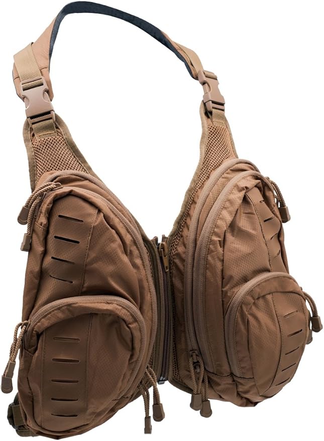 LA Police Gear Tactical Chest Pack Attachment Vest Pocket Storage System Backpack Chest Pockets - Coyote