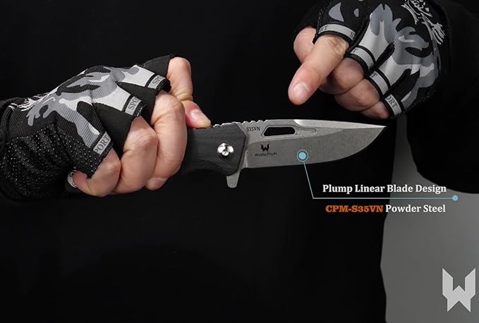 Tactical Folding Knife - CPM S35VN Steel G10 Handle - Plump Linear Blade Design - Great for Outdoor Survival Camping Hunting Ideal Gifts for Men. Eagleye Series
