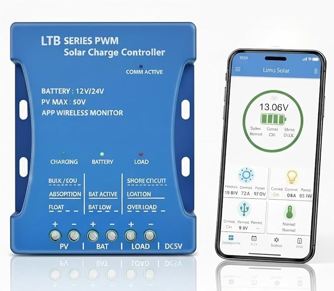 30A Bluetooth Solar Charger Controller PV max 50V 12V/24V Solar Regulator 30A PWM for Lead Acid LiFePO4 Lithium Batteries ﻿