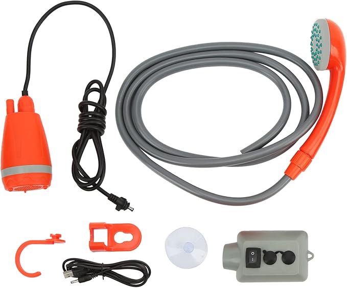 Portable Shower USB Rechargeable Outdoor Shower with 2200MAH Lithium Battery and 2.5L Min Flow Rate for Camping Hiking Traveling Pet Cleaning Car Washing