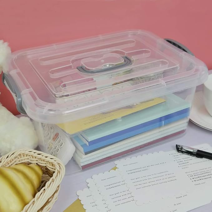 2 Packs Storage Bin with Lid 8 Liter Plastic Box Set
