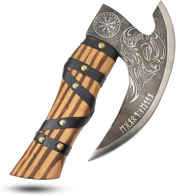 Handmade Artisan Grim Reaper Viking Pizza Axe — 11 Hand-Forged Skull Pizza Cutter