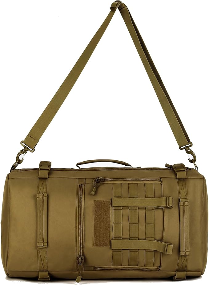 50L Multi-Function Tactical Handbag Outdoor Camping Large Messenger Bag Hiking Portable Storage Backpack(Brown)