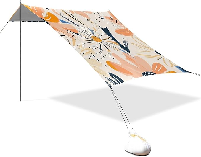 ALAZA Abstract Boho Daisy Beach Tent Sun Shelter Portable Canopy Sunshade for Outdoor Camping Picnics Backyard Fun 10x9 ft