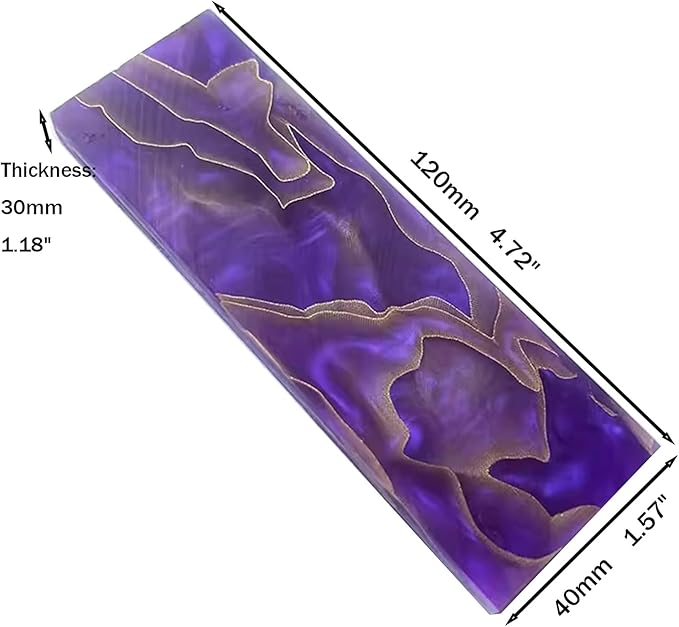 Purple Marble Textured Knife Handle Blank Material DIY Composite Material Patch 8mm Thick(4pcs)