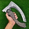 Camping Hunting/Viking Steel Multi Purpose Axe Authentic Medieval Pizza Cutter Axe Hand Forged Axe Cutting/Chopping/Slicing Axe Rocking Gift Axe with Leather Sheath Viking Gifts