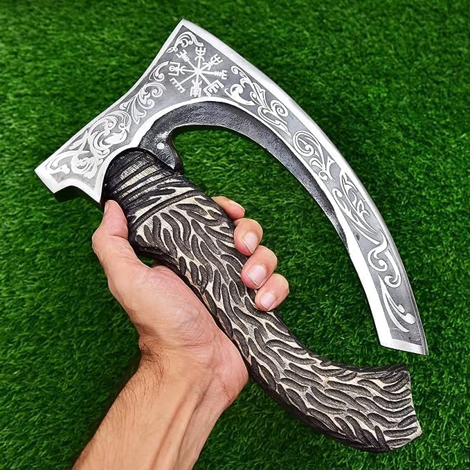 Camping Hunting/Viking Steel Multi Purpose Axe Authentic Medieval Pizza Cutter Axe Hand Forged Axe Cutting/Chopping/Slicing Axe Rocking Gift Axe with Leather Sheath Viking Gifts