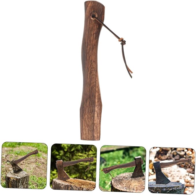 Holibanna Mini Axe Handle 2Pcs Ergonomic Wooden Grip for Hatchets Sturdy Solid Wood Replacement Handles for Camping and Outdoor Wood Splitting